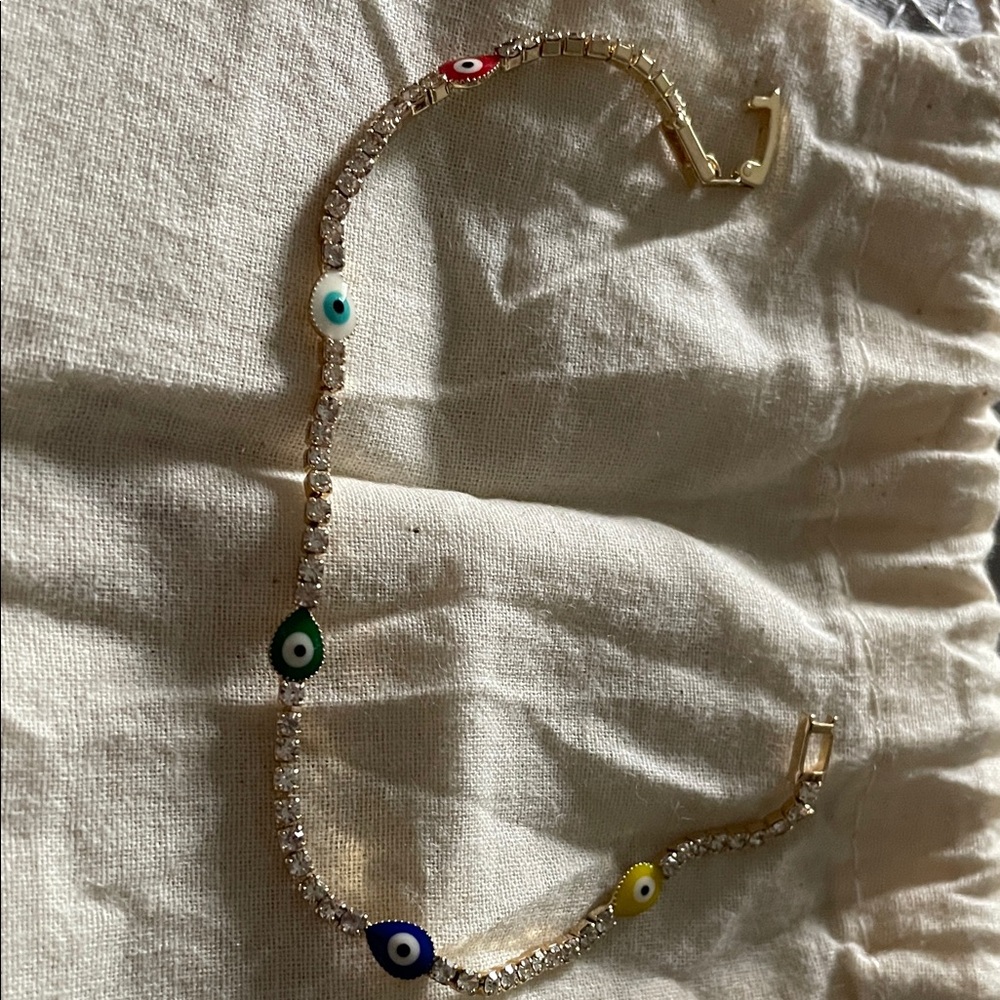 Gold-Tone Multicolor Evil Eye Tennis Bracelet